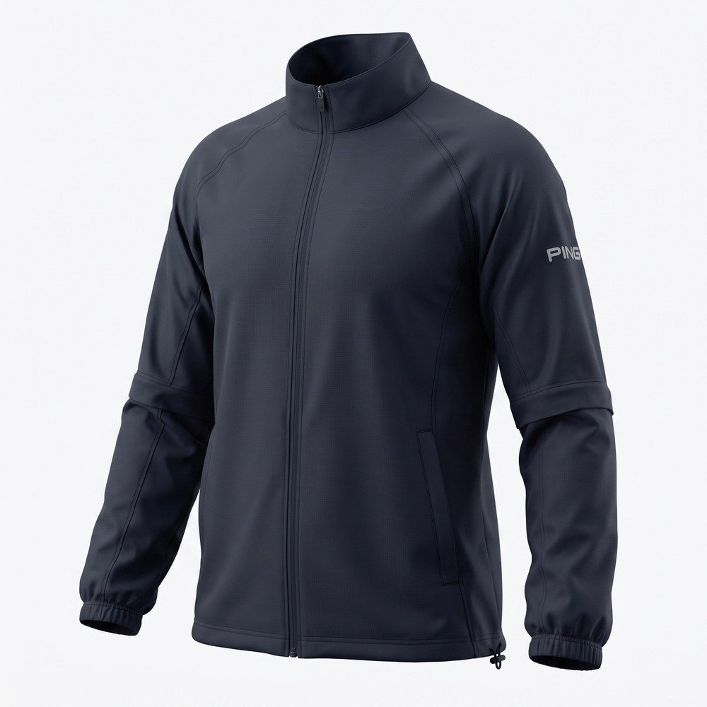 Ping Convertible Golf Jacket Mens XL Black Excellent Zip Off Sleeve Windshirt